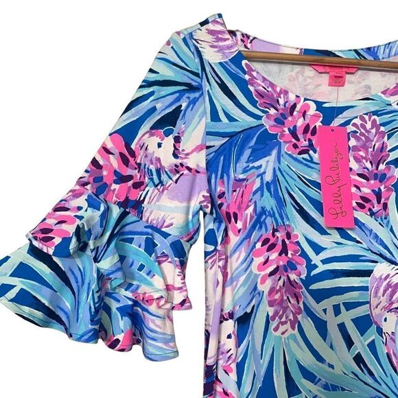 Lilly Pulitzer Dress Lula Mr. Peacock Tweethearts Blue Size XS new - Picture 6 of 15